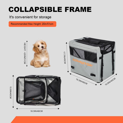 Addmotor Soft Sided Pet Carrier, Large Cat Carriers for Small Dogs Medium Large Cats up to 25 Lbs, Cat Carrier Soft for 2 Cat with Mental Frame for E-Trike Basket, Waterproof 600D, Gray