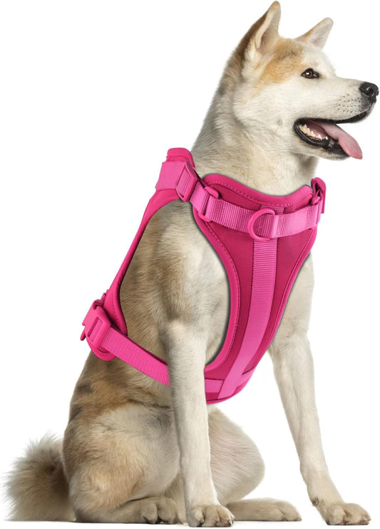 Wisedog No Pull Lightweight Dog Vest Harness with Soft and Comfortable Cushion, Breathable Mesh, for Small Medium Large Dogs Walking (L(Neck: 16.15"-20.86";Chest: 24.02"-38.19"), Peacock Pink)