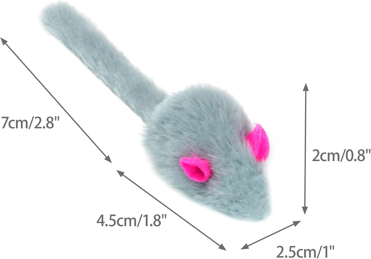 CHIWAVA 36PCS 1.8" Candy Color Furry Mice Cat Toy Rattle Mouse Kitten Interactive Toy Assorted Color