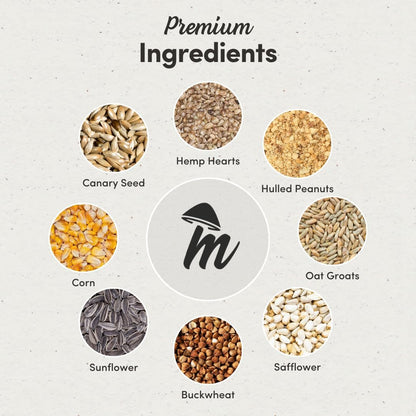 Mycelium Premium Macaw Food | High Protein & Fiber | Safe & Clean Pet Bird Food | Nut Seed Blend with Vitamins, Corn, Buckwheat, Sunflower, Peanuts & Whole Hemp Seed | Organic, Non-GMO 5 lb Bag