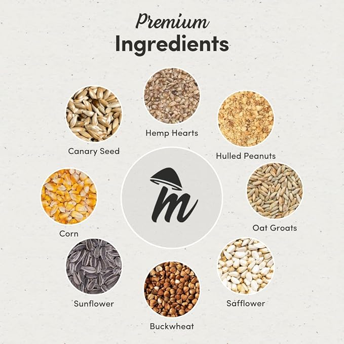 Mycelium Premium Macaw & Cockatoo Food | High Protein & Fiber | Safe & Clean Pet Bird Food | Seed Blend with Vitamins, Corn, Buckwheat, Sunflower, Peanuts & Hemp Seed | Organic, Non-GMO 5 lb Bag