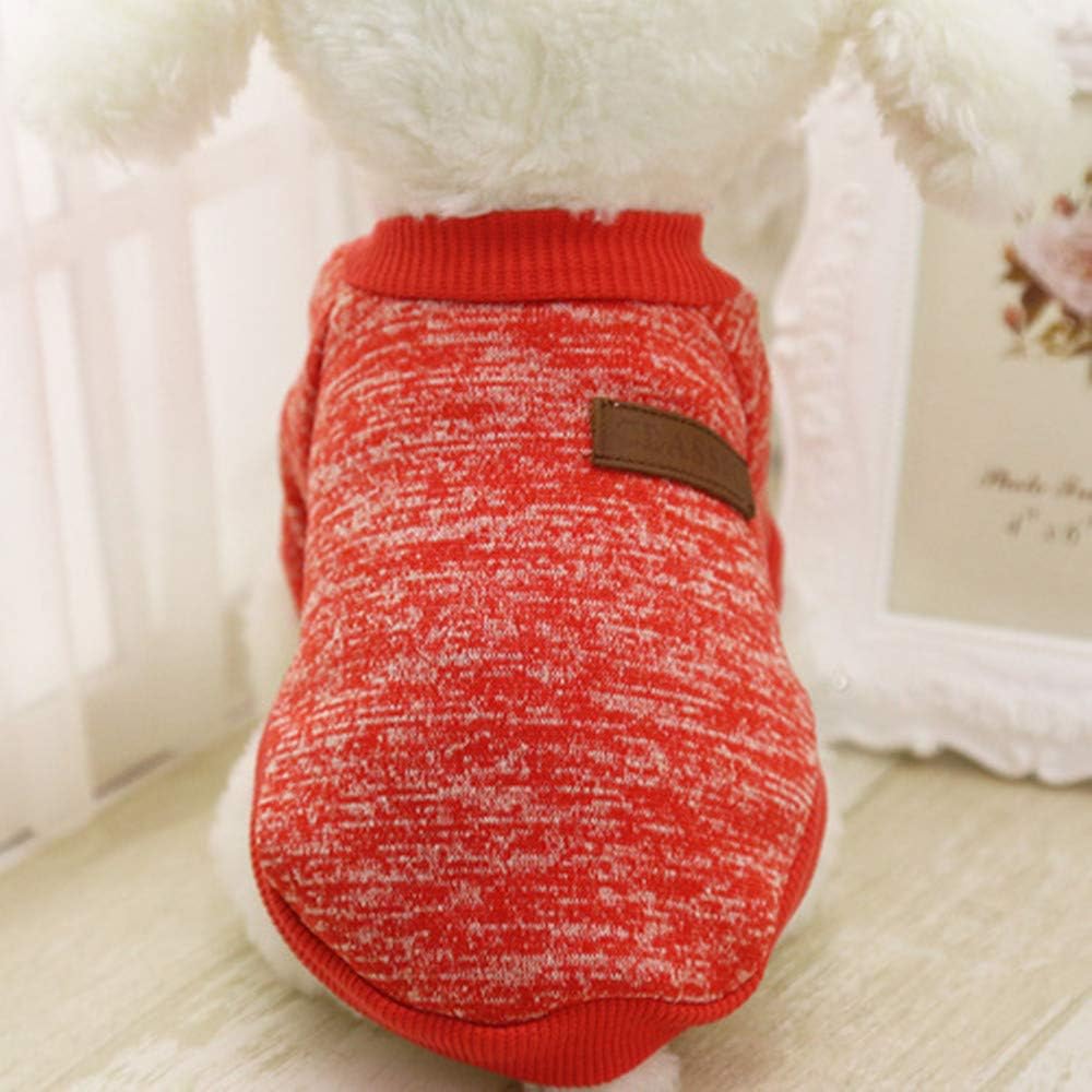 Idepet Pet Dog Classic Knitwear Sweater Fleece Coat Soft Thickening Warm Pup Dogs Shirt Winter Pet Dog Cat Clothes Puppy Customes Clothing for Small Dogs(XL,Orange Red)