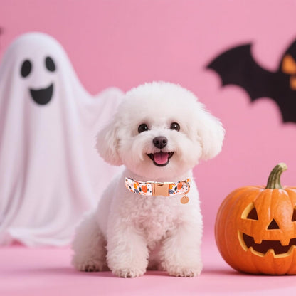 Halloween Dog Collar with Metal Buckle Gift Pumpkin Dog Collar for Small Medium Large Girls or Boys Dogs Cute Durable Comfortable Pet Collars