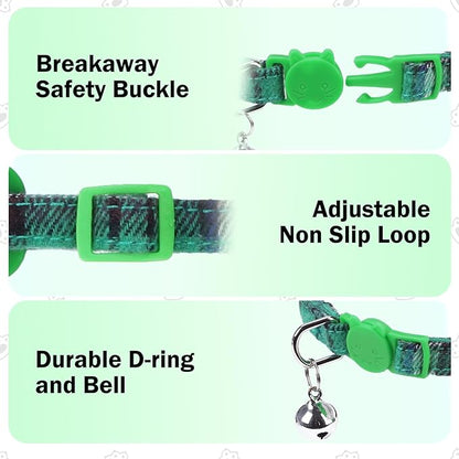 Airtag Cat Collar Breakaway with Bells and Bowtie -Upgraded Safety Kitten Collar for Air Tag Holder -Cute GPS Cat Tracker Collars for Girl Boy Cats, Kitty and Puppies, Green