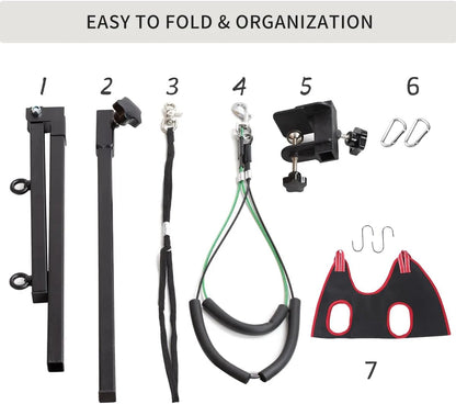 Foldable Dog Grooming Arm with Hammock & Clamp - Adjustable Height 20"-35" - Pet Grooming Table Accessories with No-Sit Holder, Grooming Restraint for Small, Medium Dogs at Home or Salon