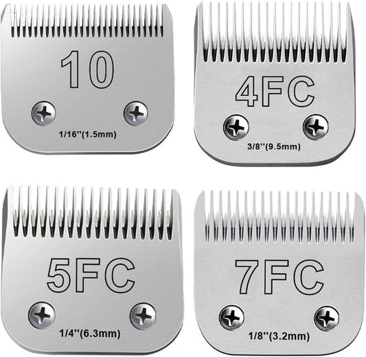 4Pack Dog Grooming Blades Compatible with Andis Dog Clippers,Dog Clipper Blades Compatible with Oster A5,Wahl km10 Dog Clippers for Animal Dog Cat Horse,Stainless-Steel Blade Sharp