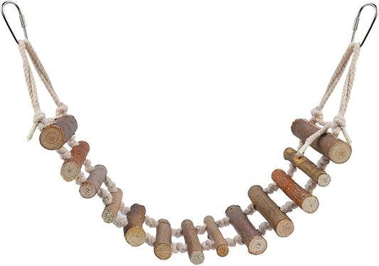 Bird Ladder, Naturals Rope Wooden Ladder Bird Toy Swing Ladder Toy for Parrots Pet Hamster Bird Swing Toy Bird Wood Bridge Parrot Wooden for Parrots Pet Hamster Bird