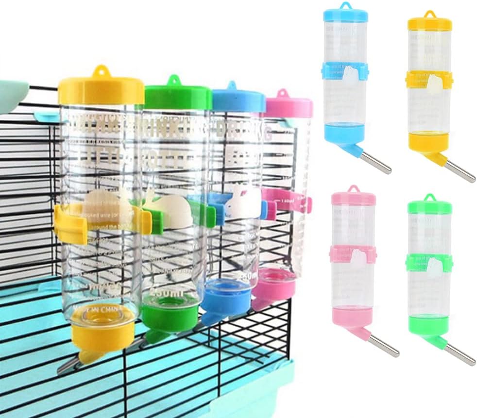 Hamsters Water Bottle, Automatic No Drip Hanging Water Feeder Dispenser for Small Animals Guinea Pig Rat Rabbit Dwarf Gerbil Chinchilla(250ML)