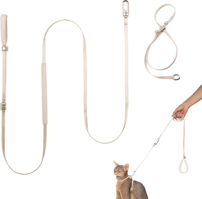 Cat Harness and Leash Set, Lightweight Escape Proof Cat Harness Leash with Padded Handle, Adjustable Cat Leash and Harness for Kitten Small Large Cats Walking Training (Linen, S)