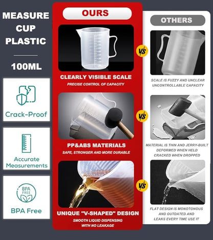 Cat Pill Shooter 5-in-1 Kit, Pet Pill Cutter and Crusher for Cats and Dogs, Dog Tablet Soft Tip Syringe and Medical Feeding Liquid Dispenser Tool with Plastic Measuring Cup 100ml