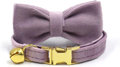 Personalized Cat Collar with Bells,Velvet Customized Small Cat Collar with Name Tag,Pet Collar with Name Phone Number Engraved ID Tags for Boy and Girl Kitten Cats (Purple)