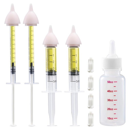 Pet Feeding Kit, Kitten Bottle Feeding Kit, Newborn Kitten Supplies, Fit for Feeding Newborn Puppies, Kitten, Squirrel, Rabbit, Hamster, 1 * Milk Bottles, 4 Pet Nipple