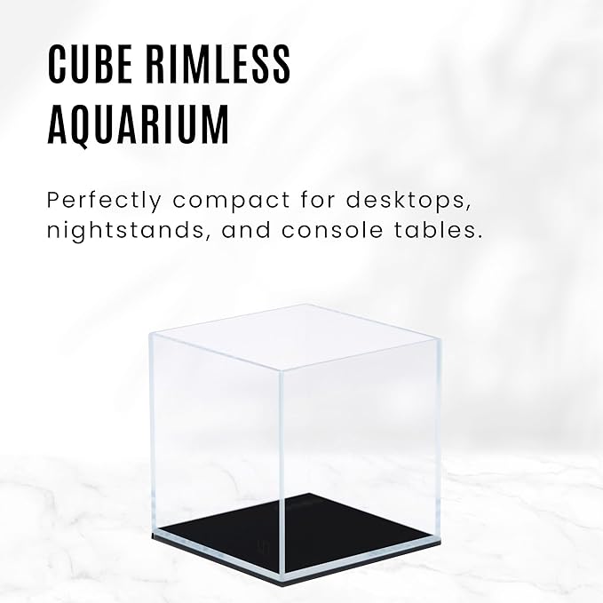 UNS Ultra Clear Rimless Tank - 2.1GAL | 8L - 7.87x7.87x7.87 | 20x20x20 CM, 5mm Glass Thickness, Leveling Mat Included - Low Iron, High Clarity Fish Tank w/ 45° Mitered Edge - [20C]