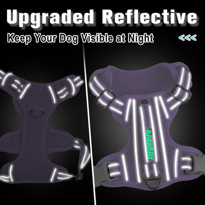 BARKBAY Dog Harness No Pull with ID Tag Pocket - Heavy Duty, Reflective, Easy Control for Large Dogs(Violet Purple,XS)