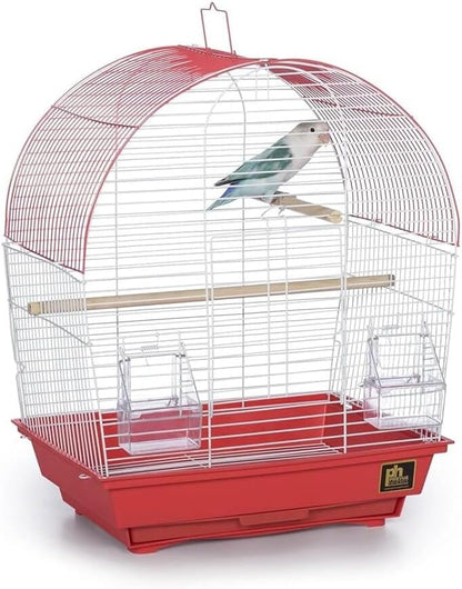 Rustic Retreat Top Bird Cage with Durable Metal Construction, Spacious Interior, and Convenient Top Access Coral/Dome Top