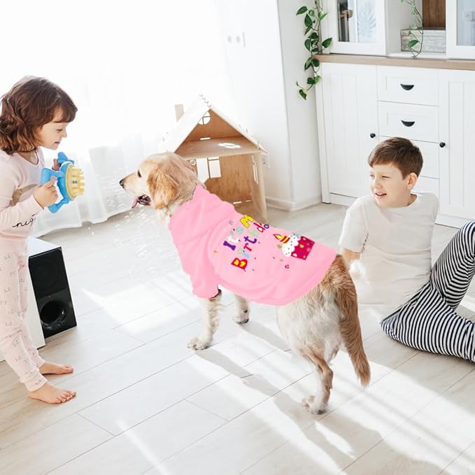 GreenJoy Dog Sweater Dog Hoodie Cold Weather Coat Hooded Sweatshirt for Puppies,Cats, Small Medium Large Dogs (Pink(It's My Birthday), X-Small)