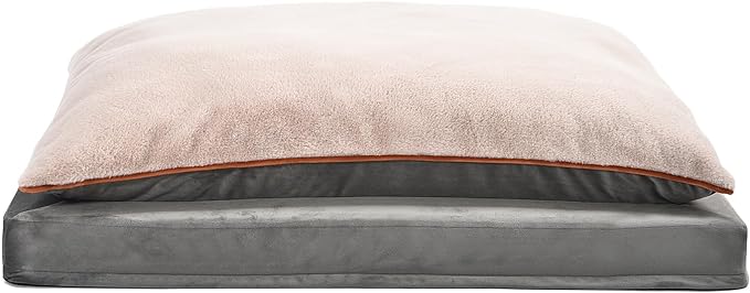 Amazon Basics Dog Bed with Cooling Gel Memory Foam, Pressure-Relief Support for Dogs up to 120lbs, Non-Slip Bottom, Machine Washable Cover, Giant Sized (48" x 36"), Grey