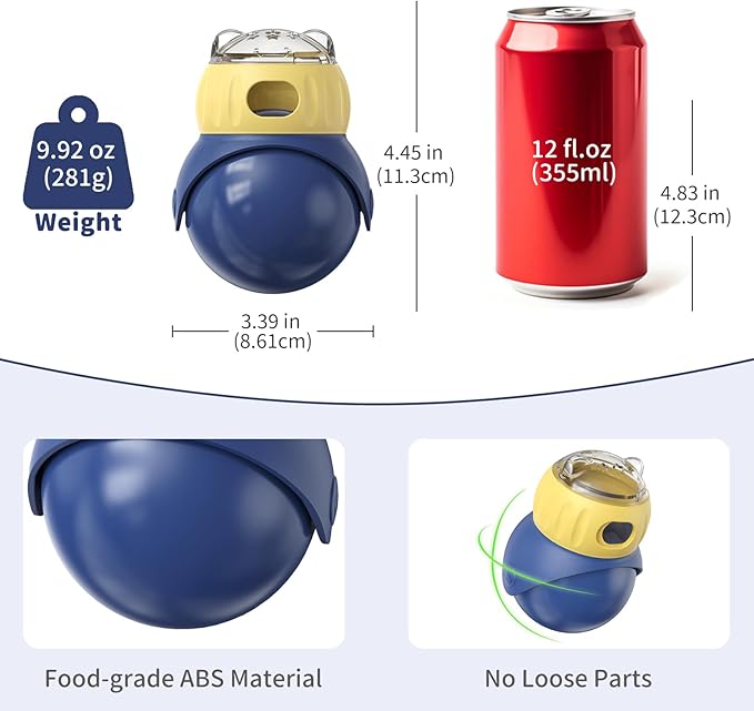 Interactive Cat Toys Treat Puzzle - for Indoor Cats Weight Loss Wobble Tumbler Feeder Food Dispenser, Fun Sliding Rolling, Enrichment Portion Control Slow Feeder for Kittens & Adult Cats