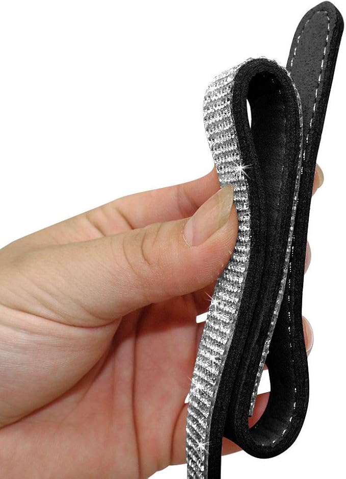 Rhinestone Dog Collar, Cute Dazzling Sparkling Soft Suede Leather Adjustable Pet Dog Cat Collar Crystal Diamond for Puppy Small Medium Large Dogs (XXS:15.5-21cm, Black)