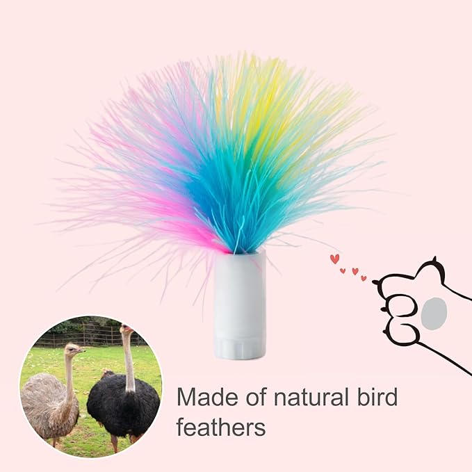 ORSDA 6Pcs Interchangeable Attachments Cat Feather Toys Replaceable Feathers and Fluffy Toy Accessories