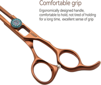 7.0'' Straight Dog Grooming Scissors Professioanl Pet Grooming Shears for Small Dog Cat High Cobalt Alloy Steel Hollow Out Design(7, Chocolate Striaght)