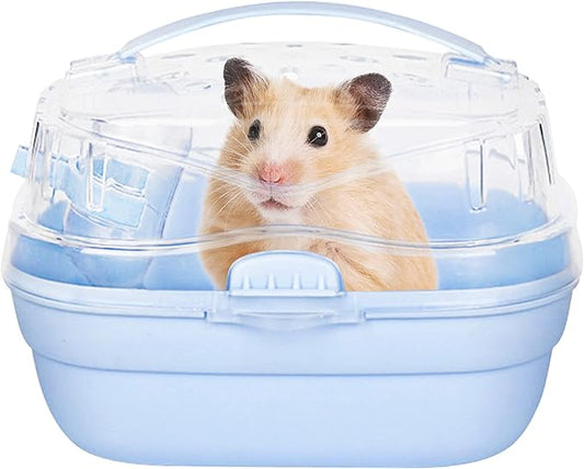 KAMEIOU Sky Blue Travel Small Animals Hamster Hedgehog Guinea Pig Carrier Cage for Hamsters Hedgehogs Guinea Pig Carrier Travel Cage with Handle Breathable Small Animal Guinea Pig Car Cage Carrier