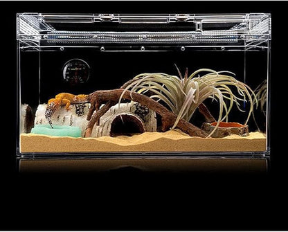 Reptile Water Dish,Resin Reptile Rock Food Feeder Bowl, Water and Food Bowl,Terrarium Decor for Leopard Gecko, Lizard,Spider,Turtle,Scorpion, Chameleon,Hermit Crabs (M, Green-Glow in Dark)