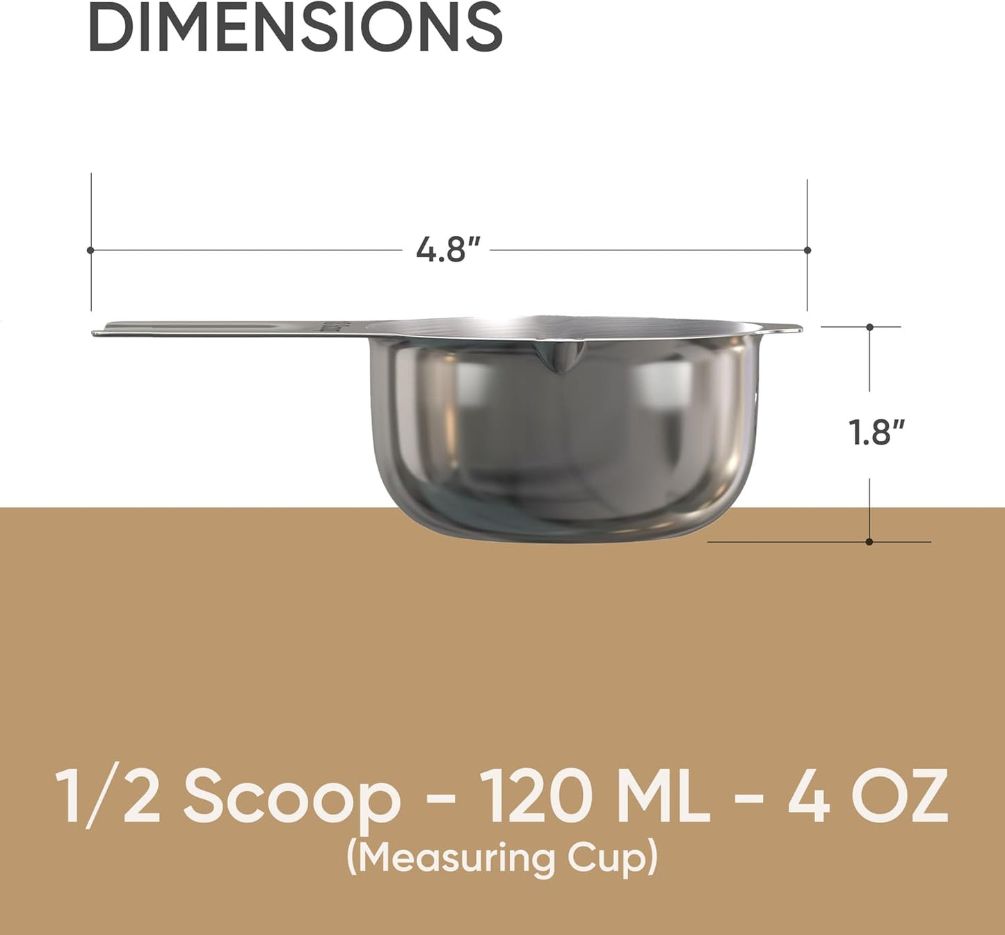 Color Up ½ Cup Pet Food Scoop – Stainless Steel Dog Food Scoop Cup (8 Tbsp) – Rust-Resistant, Heavy-Duty Measuring Scoop for Dogs, Cats, Birds & Rabbits – Perfect for Dry Food & Treats