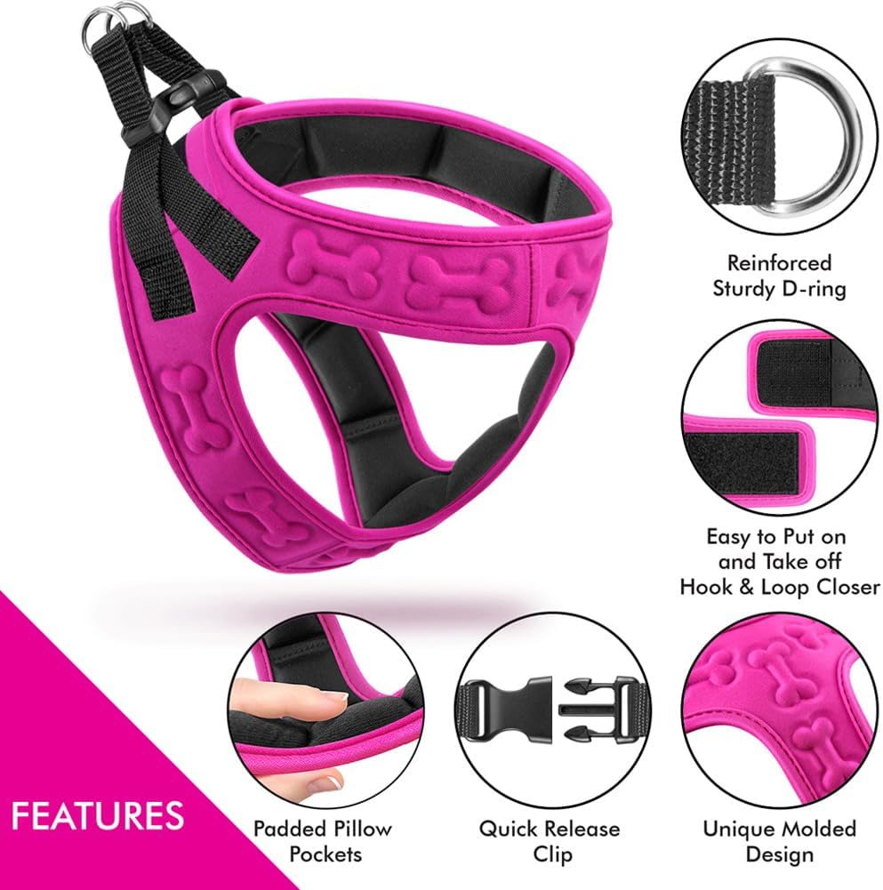 Comfort fit Step-in Dog & Puppy Harness - Comfortable All Weather Dog Vest Harness: Adjustable, Soft Padded, Easy to Put-on for Small, Medium-Sized Dogs.