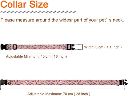 Red Cherry Fruit Pink Dog Collar Cat Big Neck Collars Soft for Small Extra Large Heavy Duty Pet Dogs