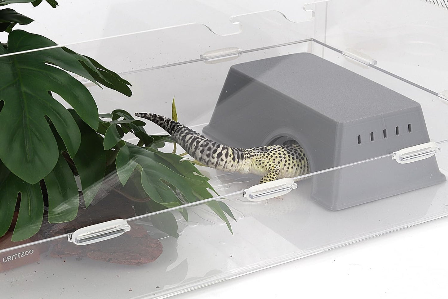 Snake Hide, Leopard Gecko Tank Accessories for Reptile Ball Python Crested Gecko Lizard Bearded Dragon - GrayHideM