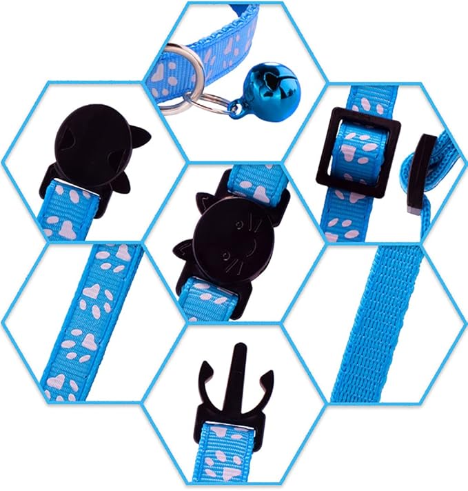 19Pcs Puppy ID Collars with Bell Adjustable 19-32cm, Soft Nylon Adjustable Breakaway Identification Collars for Newborn Pets