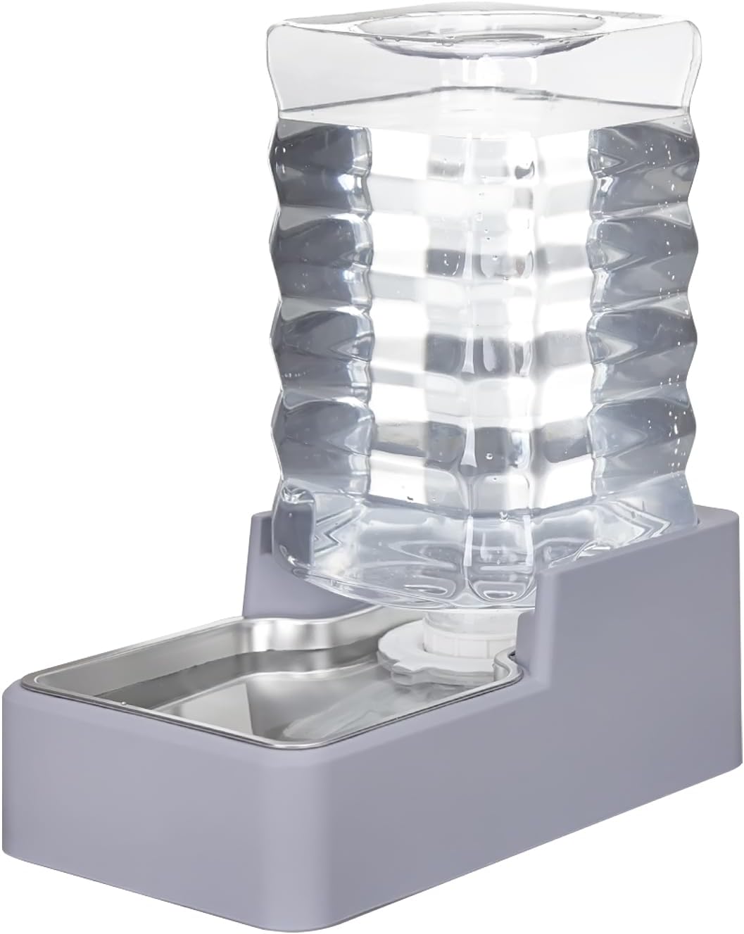 Sfozstra Automatic Dog Water Dispenser: 8L Large Gravity Light Gray Waterer with Stainless Steel Bowl - 100% BPA-Free - Suitable for Pet Owners Garden/Apartment
