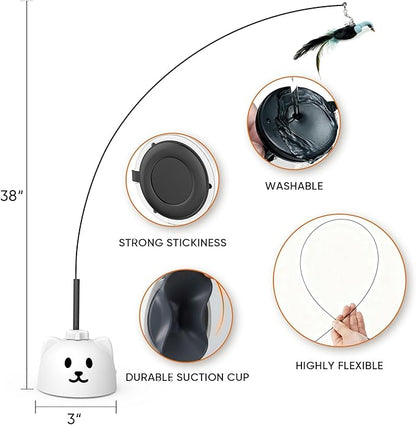 Interactive Cat Toys for Indoor Cats Automatic Electric Flying Bird Feather Cat Toy - Best Kitten & Adult Cat Enrichment Toy Stick-on Hanging Electric Kitty Toys for Bored Cats