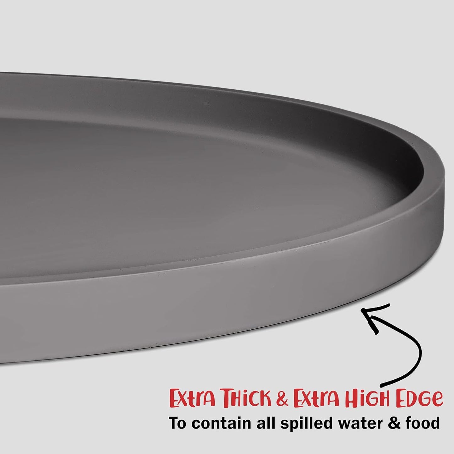 DogBuddy Dog Food Mat - Waterproof Dog Bowl Mat, Silicone Pet Mat for Food and Water Bowls, Nonslip Pet Feeding Mat with Edges, Dogs Food Mats for Floors, Puppy Supplies (XS, Gray)