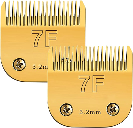 2 Pack 7 Blade Dog Grooming Clipper Replacement Blades,Compatible with Andis Size-Cut Length 1/8"(3.2mm),Compatible with Oster A5, Wahl KM Series Clippers,Detachable Stainless Steel Blade