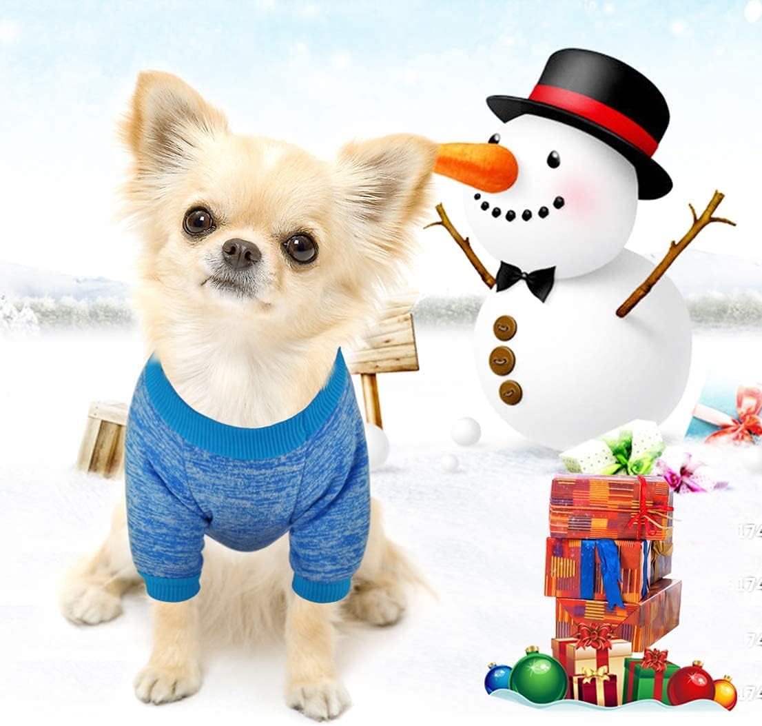 Idepet Pet Dog Classic Knitwear Sweater,Soft Fleece Coat for Small,Medium,Large Dog,Warm Pet Dog Cat Clothes,Soft Puppy Customes (XL, Blue)