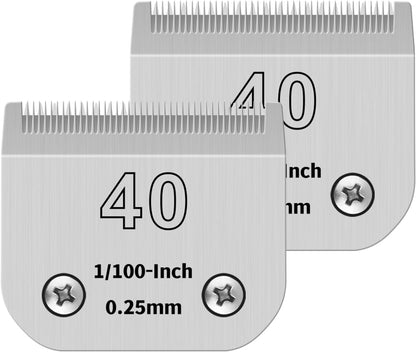 40# Pet Dog Grooming Detachable Ceramic Blades,Compatible with Andis,Oster A5,Wahl KM10 Clippers,Cut Length 1/100"(0.25mm)-2 PCS