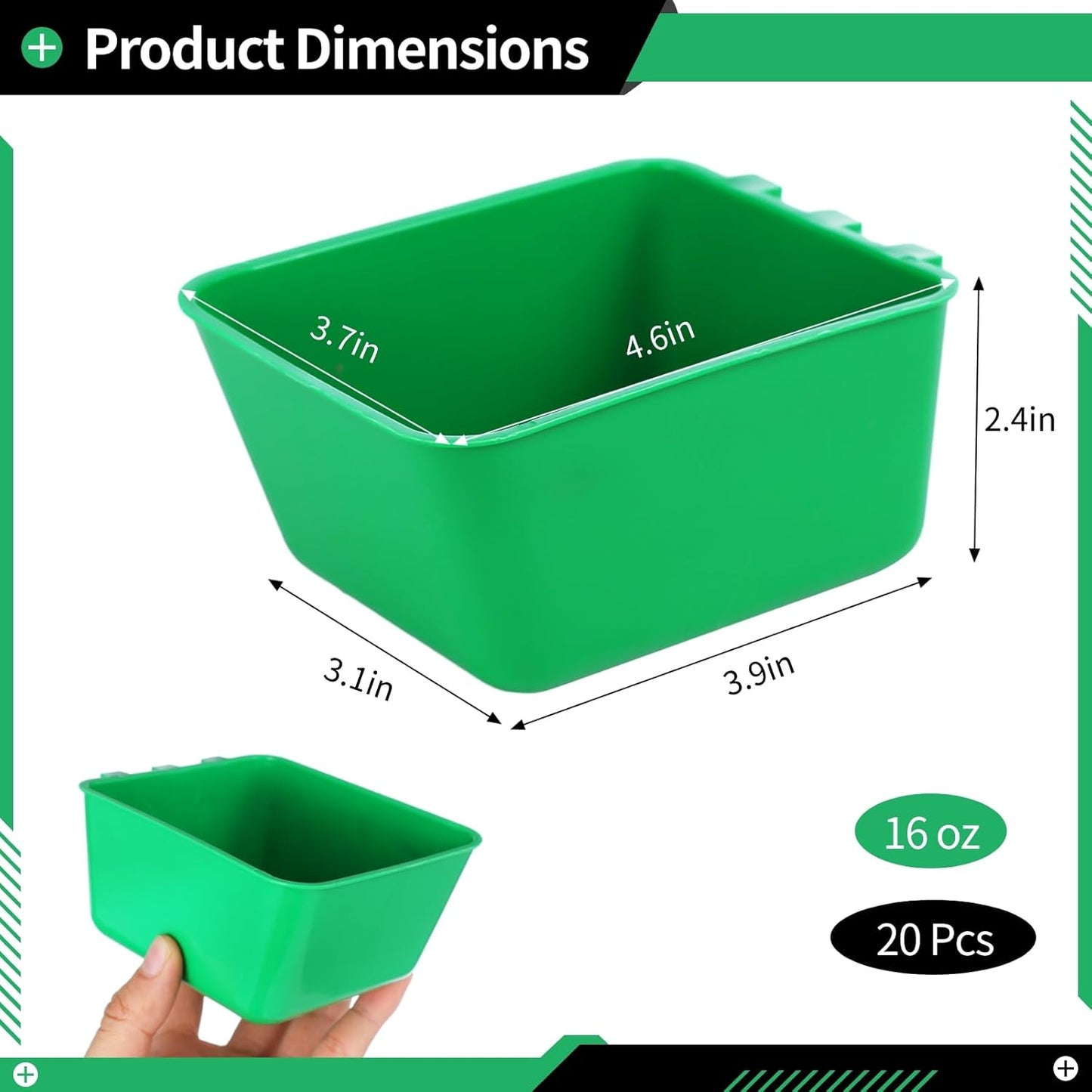 20 Pcs Cage Cups 16 oz Chicken Feeder Waterer Birds Feeders Hanging Bunny Cage Feeder Chicken Water Bowl Feeding Seed Bowl for Pet Parrot Rooster Parakeet Gamefowl Poultry Pigeon Wire Cage