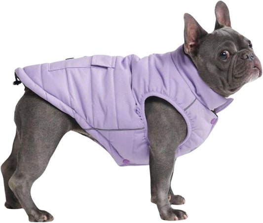 Spark Paws Dog Winter Jacket, Water-Resistant Coat, Warm Reflective Windproof Fleece-Interior, for Medium and Large Dogs - Lilac - XL