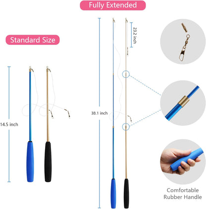 12PCS Interactive Kitten Toys, Retractable Indoor Cat Wand Toys with Replacement Teaser, Rainbow Ribbon and Make Exercise by Sunshinetop