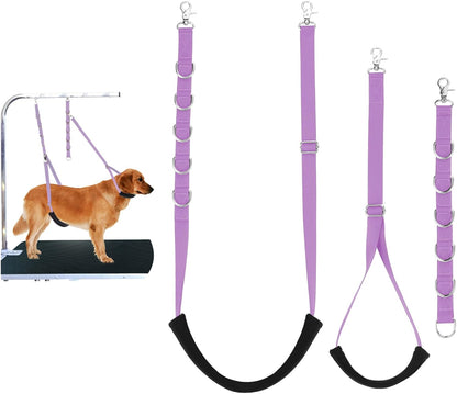 Dog Grooming Belly Straps Pet Grooming Supplies 3 Sets Professional Dogs Belly Band Pets Dogs Groomer Extension Strap Table Arm Loop Extender for Small Medium Large Pets (Light Purple)