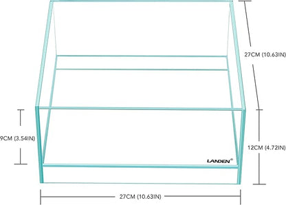 LANDEN Glass Air Aquarium Tank Multi-Scene Landscape Aquarium, 1.6Gallon Rimless Low Iron Shallow Tank,10.63" W×10.63" D×4.72" H (27cmx27cmx12cm) 5mm Thickness