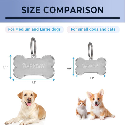 Dog Tags Personalized for Pets,Dog Name Tags QR Code,No Subscription Fees,Modifiable Pet Online Profile,Stainless Steel,No App Required,for Dogs and Cats Small,Medium,Large(Dog Bone,Regular)