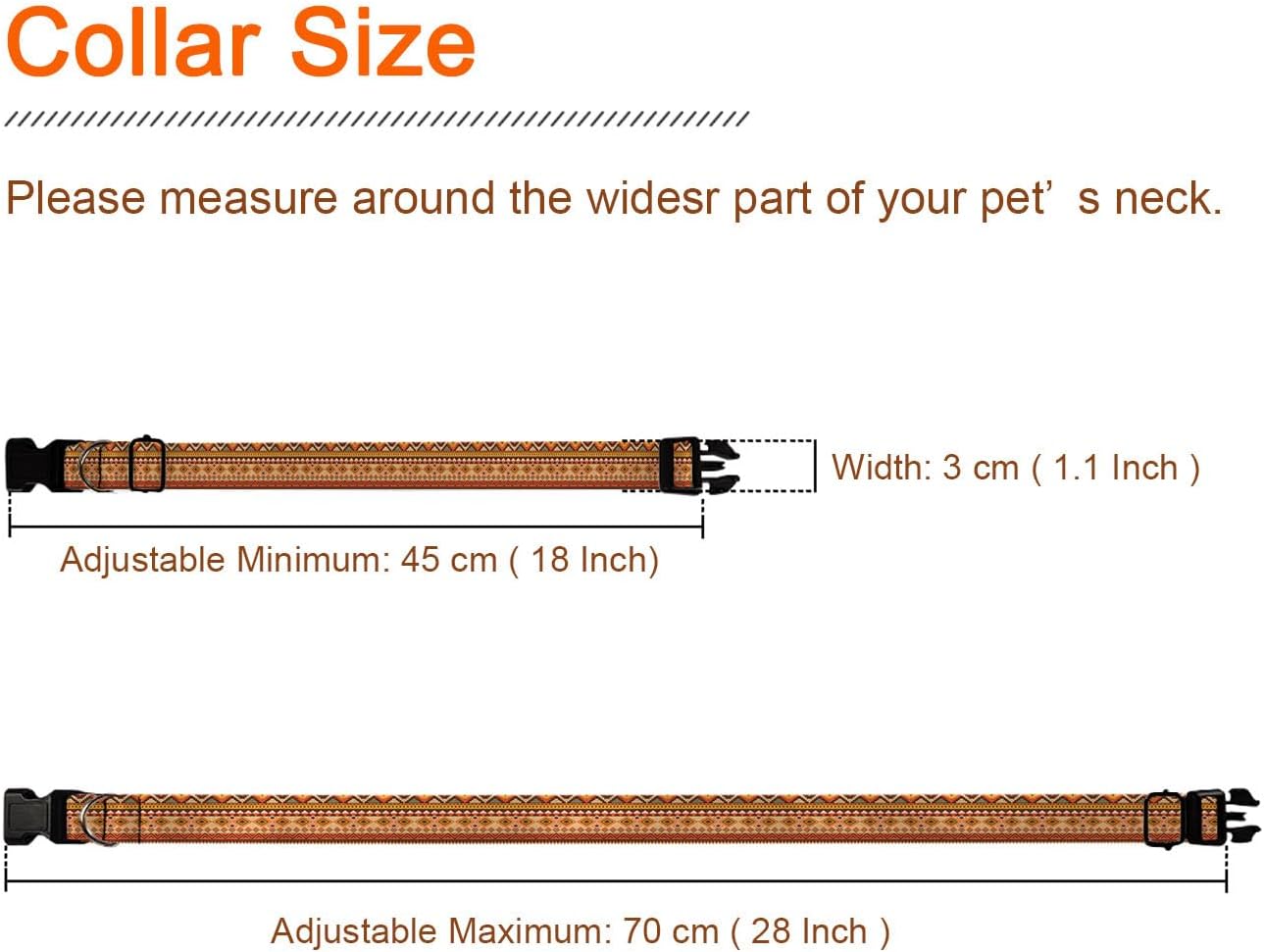 Brown Bohemian Aztec Pattern Dog Collar Cat Big Neck Collars Soft for Small Extra Large Heavy Duty Pet Dogs