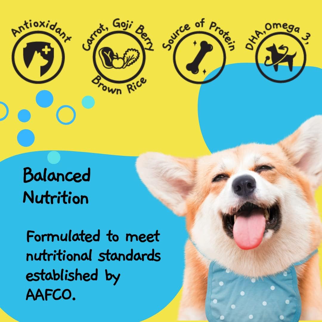 MOOCHIE Soft Puppy Wet Dog Food - Healthy Growth - Real Chicken, Beef, Vegetables & Rice - No Artificial Flavors or Preservative - 12 x 3 oz Pouch