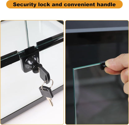 Glass Reptile Terrarium 24" x 18"x 48"Front Opening Chameleon Cage ull View Glass Terrarium Tank with Double Hinge Door for Reptiles Amphibians, Bearded Dragon Gecko Lizard Snake