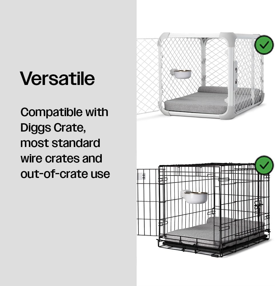 Diggs Crate Bowl for Dogs - Clip on Pet Bowl for Water & Food - Puppy Training Necessities - Spill-Resistant, Universal Dog Crate Accessories (30oz.)