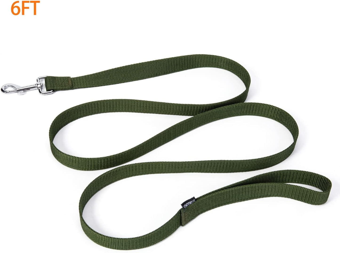 Strong Durable 6 ft Nylon Dog Training Leash, 1 Inch Wide Traction Rope, for Small and Medium Dog (Military Green, 6 Feet)