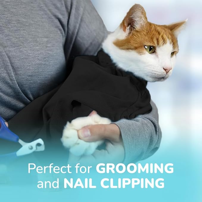 Cat-in-the-Bag Cozy Comfort Carrier - X-Large Charcoal Grey Cat Carrier Bag, Soft Cat Carrier and Cat Wrap for Nail Clipping, Vet Visits, Medication Administration, Dental Care, and Traveling